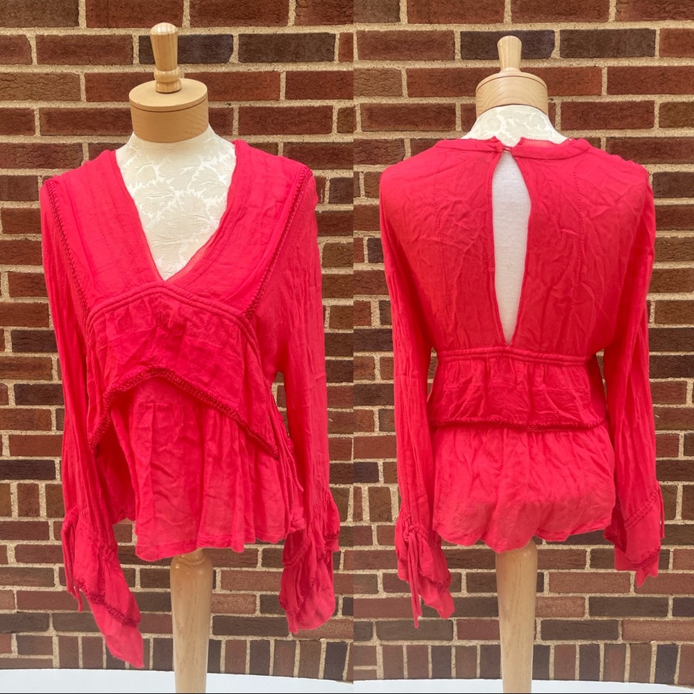 IRO Celena Coral Pink Flowy V-Neck Blouse Size 36